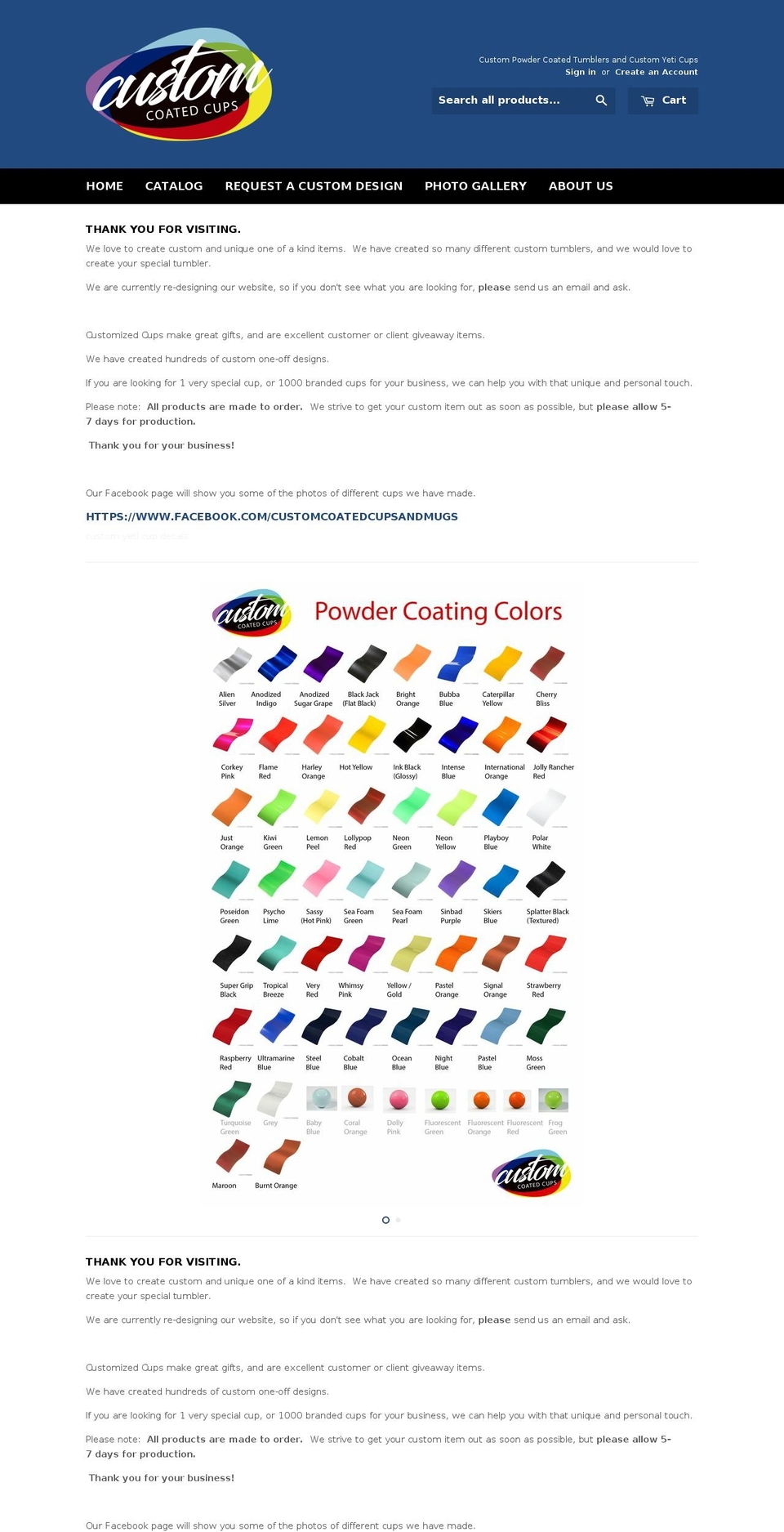 powdercoatedmug.com — Shopify storefront screenshot