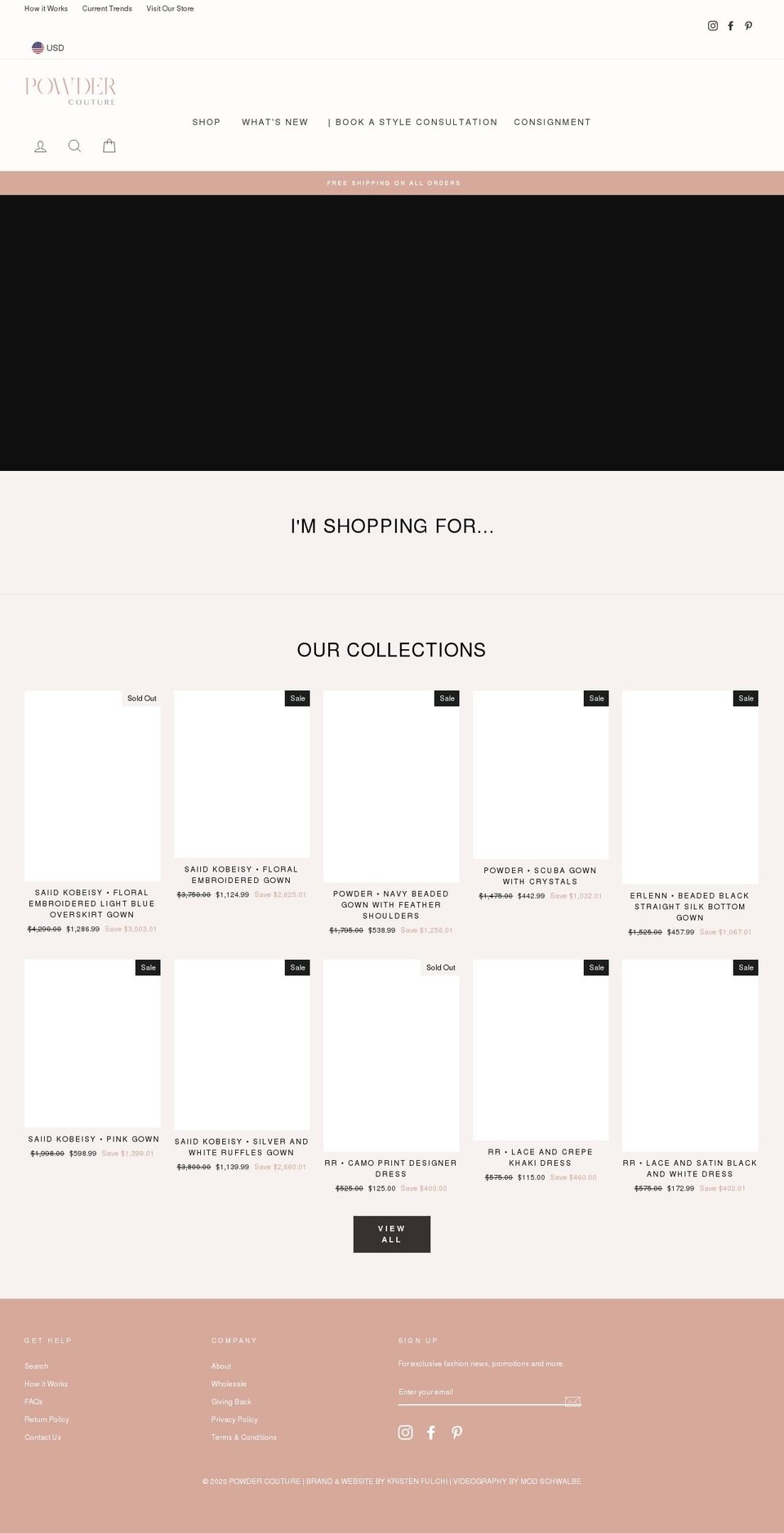 powdercouture.com shopify website screenshot