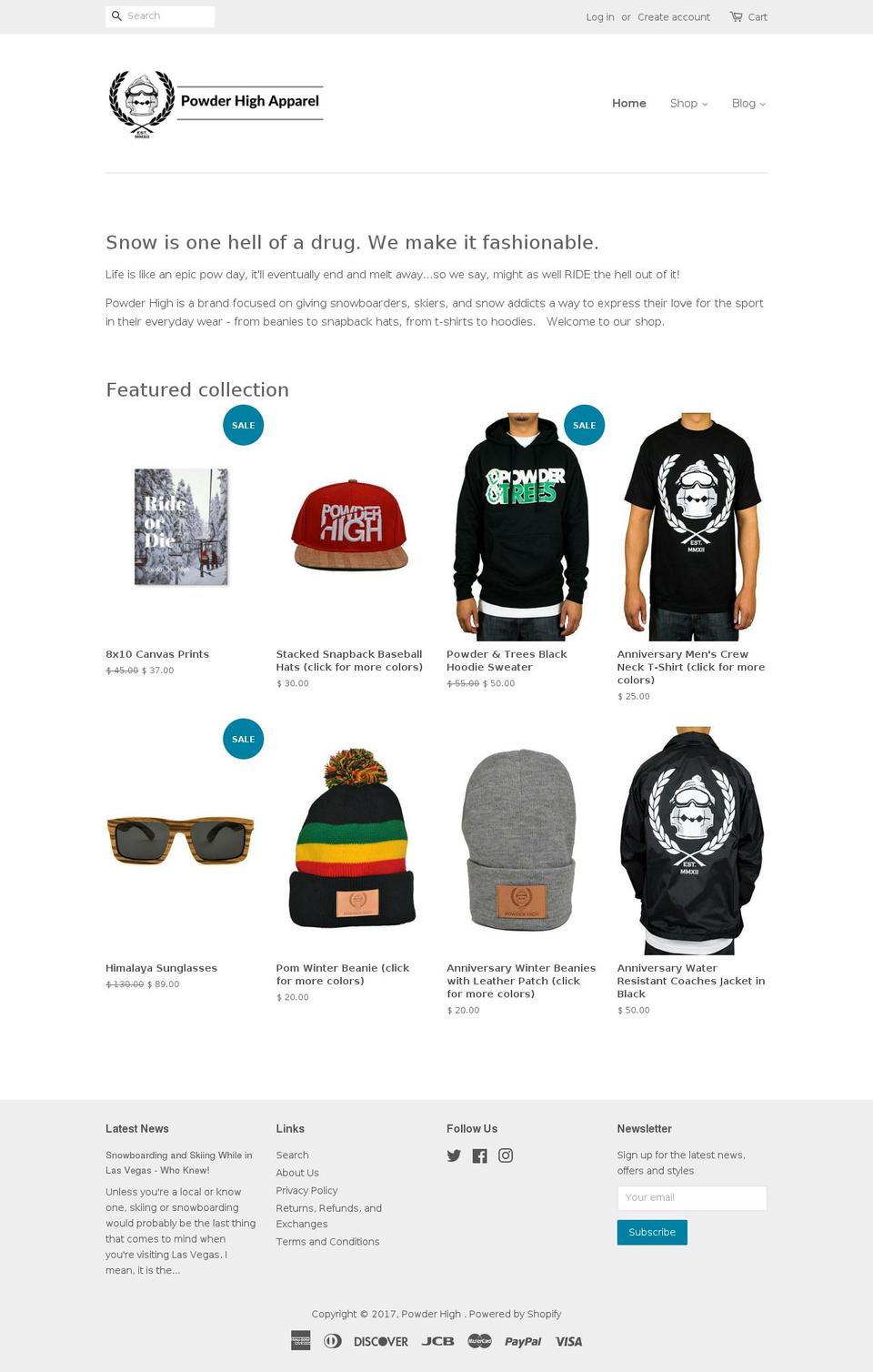 powderhighapparel.com shopify website screenshot