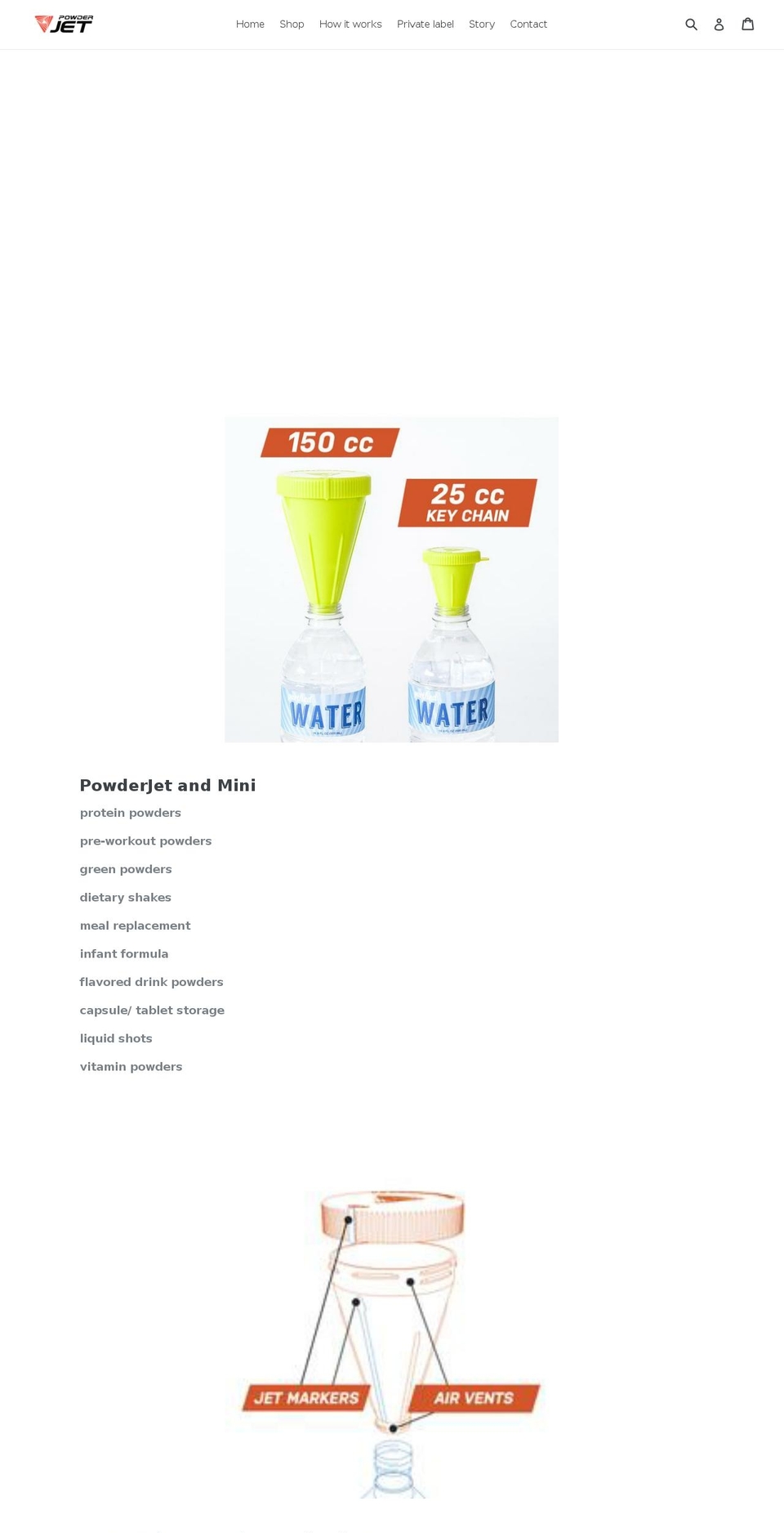 powderjet.com — Shopify storefront screenshot