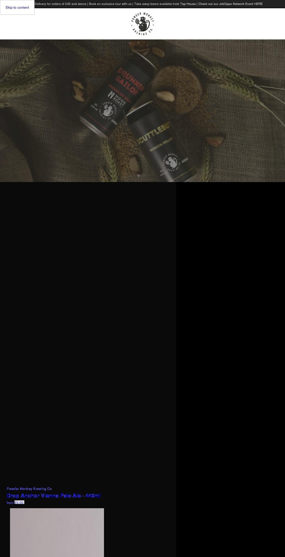 powdermonkeybrewing.com shopify website screenshot