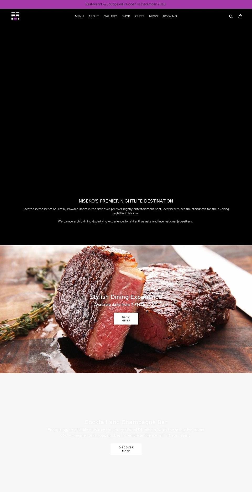 powderroomniseko.com shopify website screenshot
