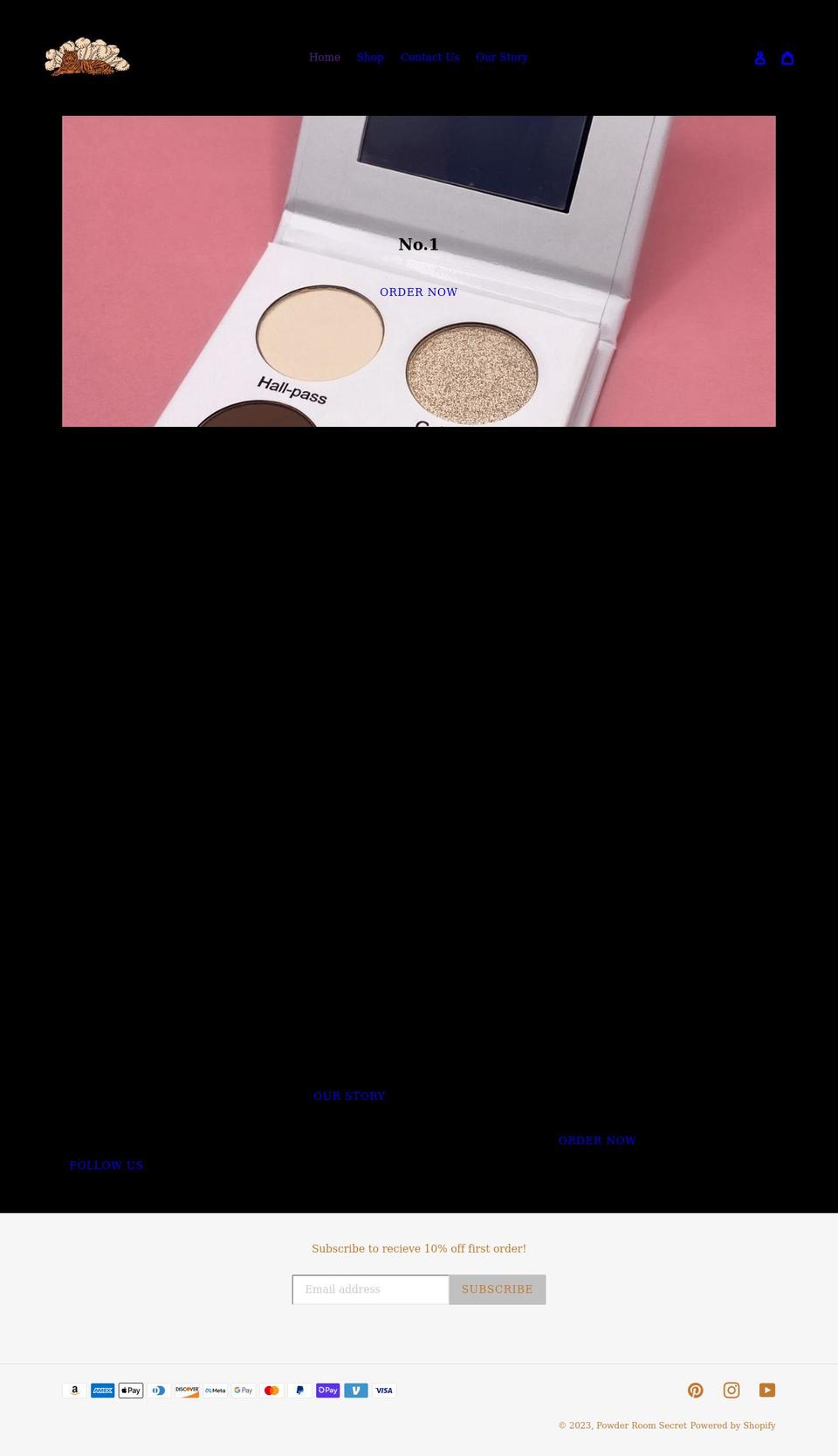 powderroomsecrets.com shopify website screenshot