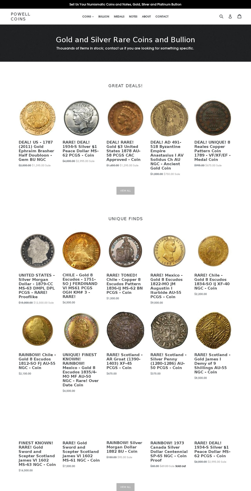 powellcoins.com — Shopify storefront screenshot