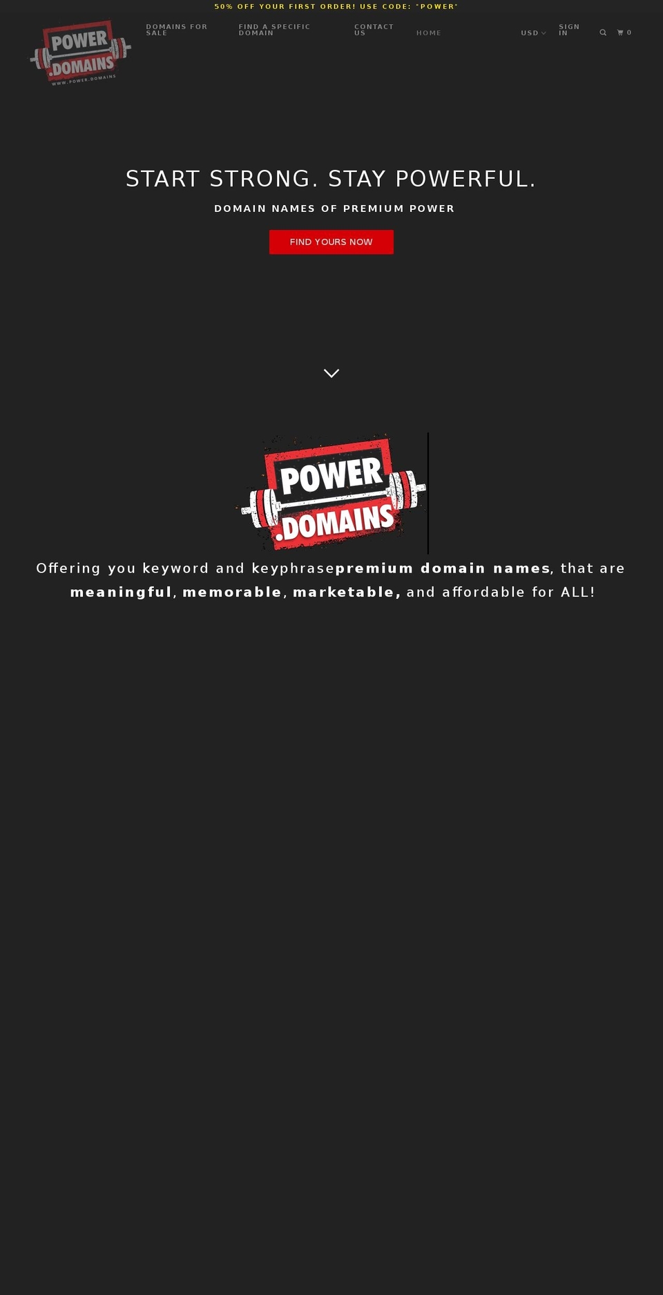 power.domains shopify website screenshot