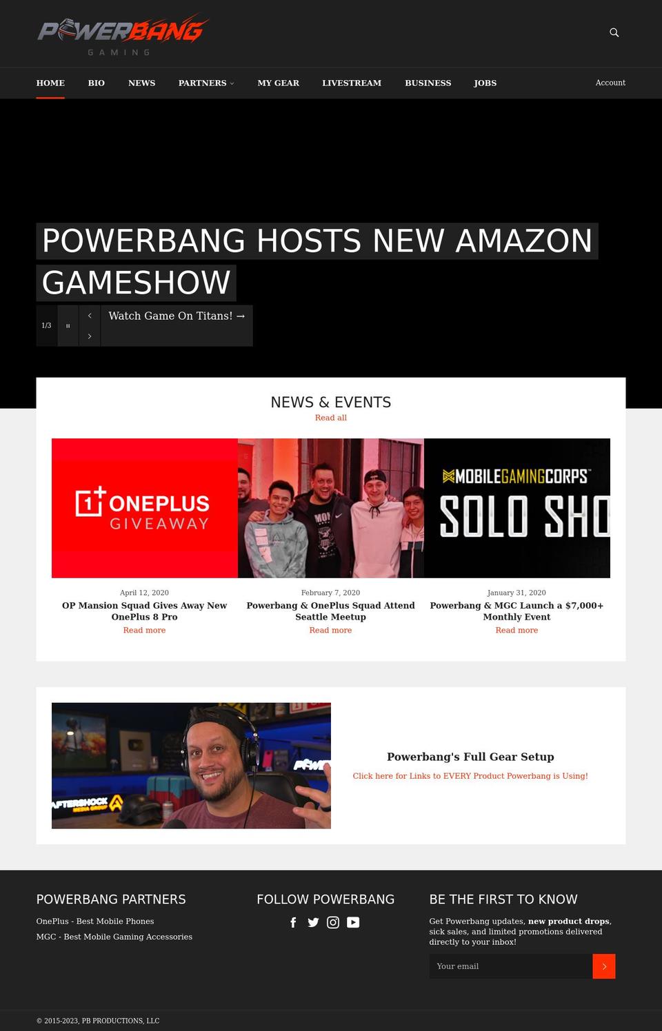 powerbanggaming.com shopify website screenshot