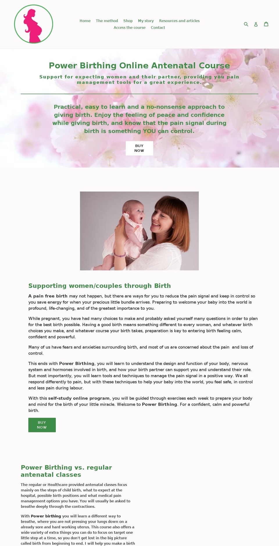 powerbirthing.com — Shopify storefront screenshot