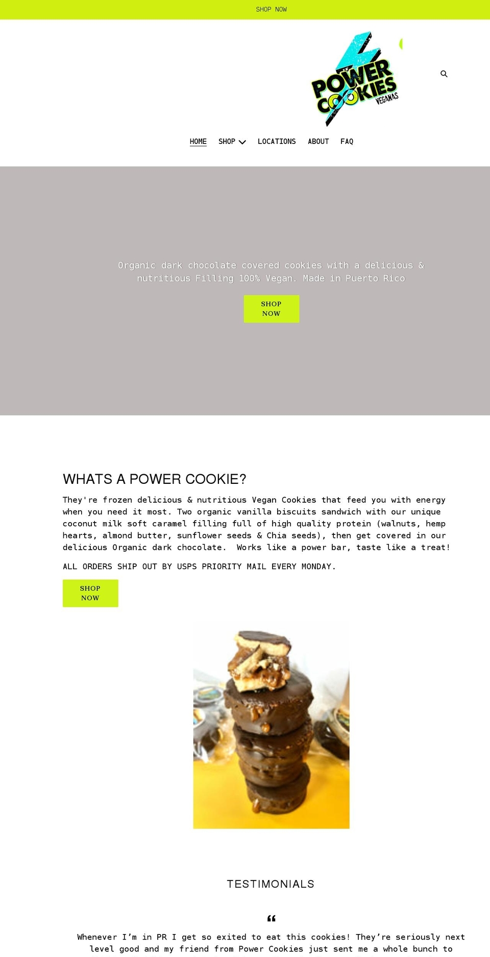 powercookiestore.myshopify.com shopify website screenshot