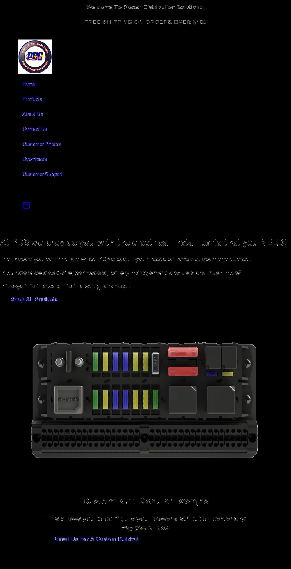 powerdistributionsolutions.com shopify website screenshot