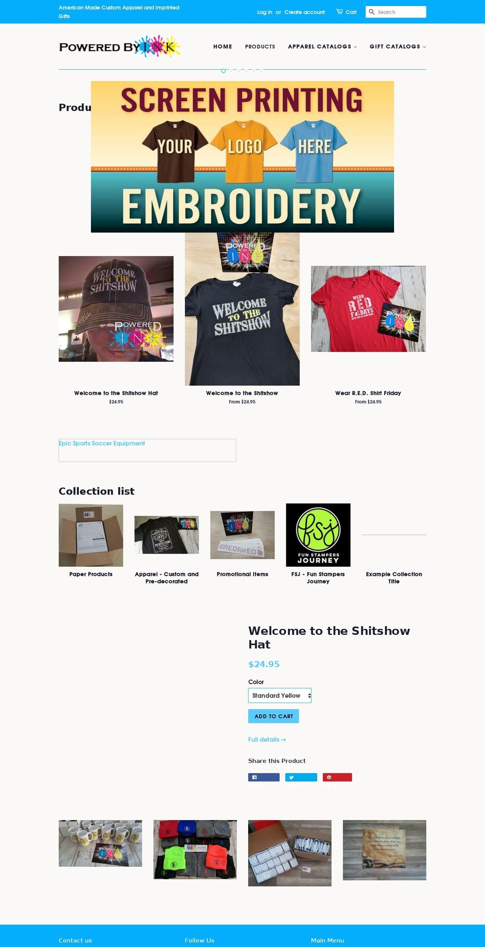 poweredbyink.net shopify website screenshot