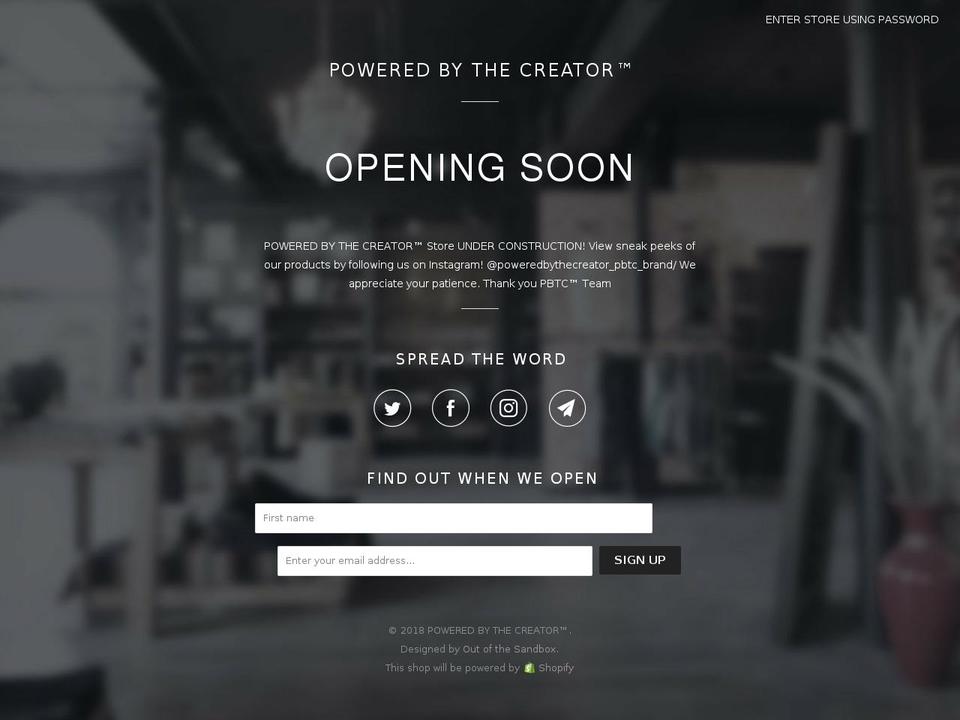 poweredbythecreator.com shopify website screenshot