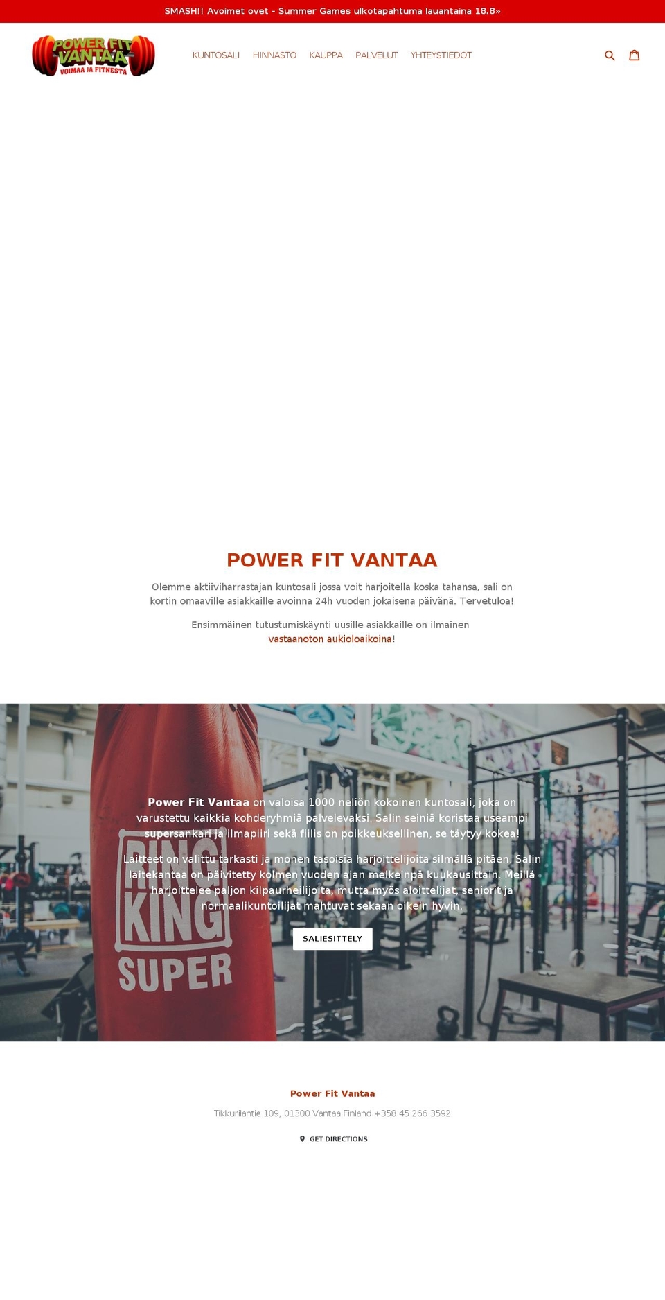 powerfitvantaa.fi shopify website screenshot