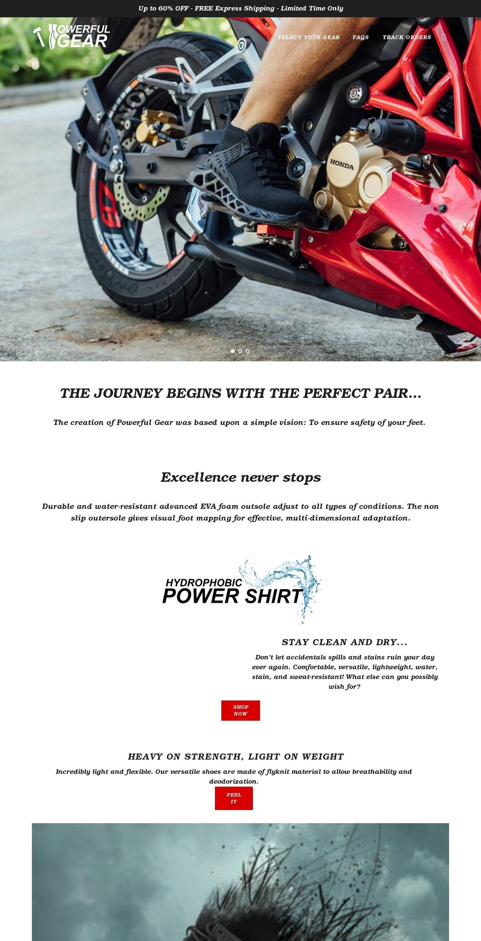 powerfulgears.com shopify website screenshot