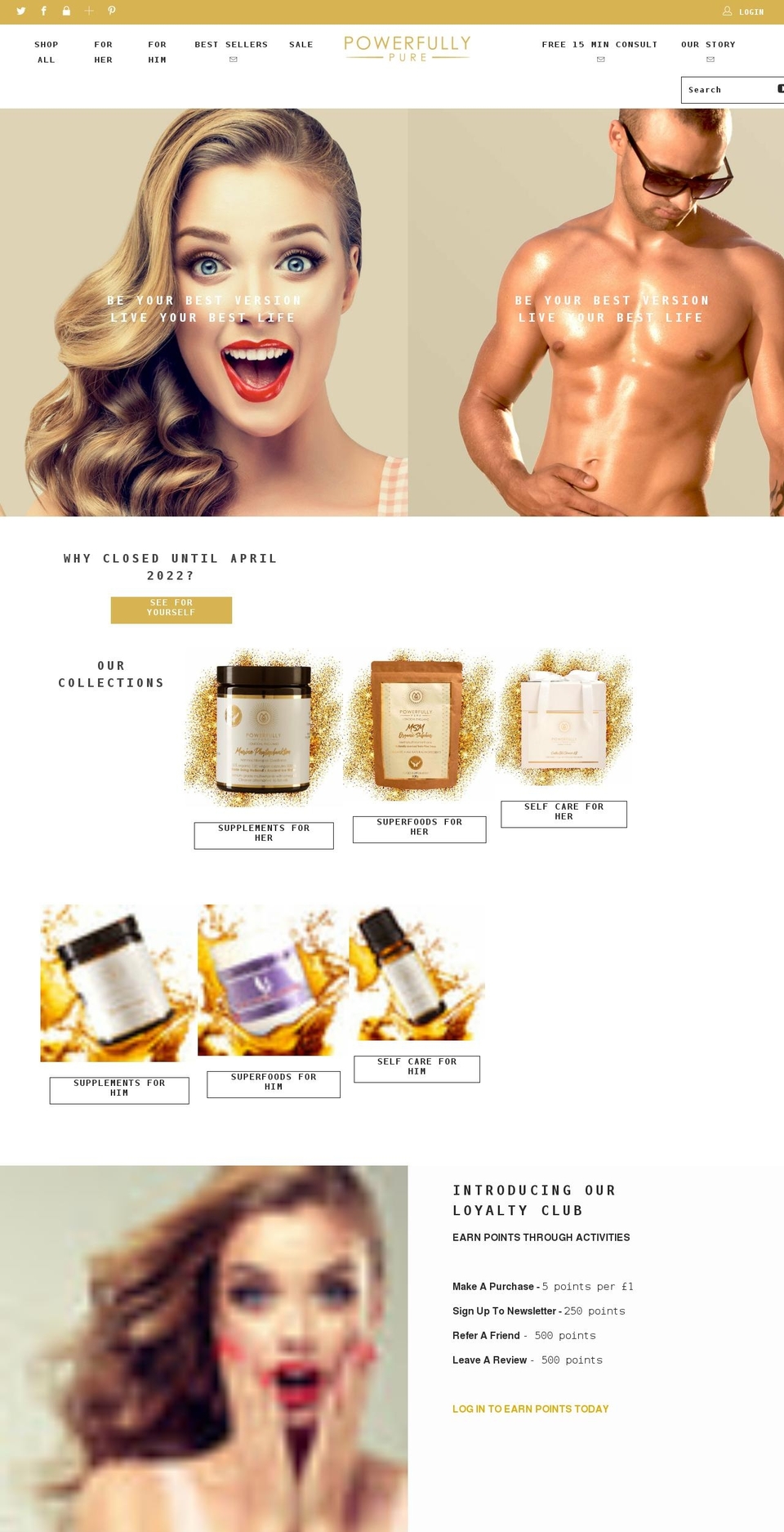 powerfullypure.com shopify website screenshot