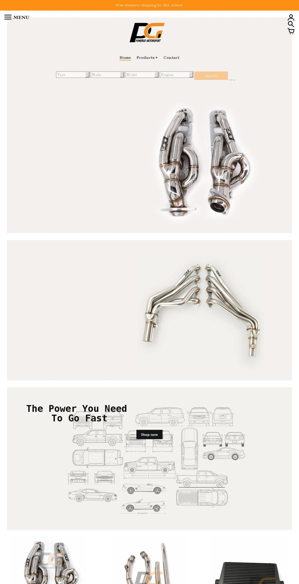 powergomotorsport.com shopify website screenshot