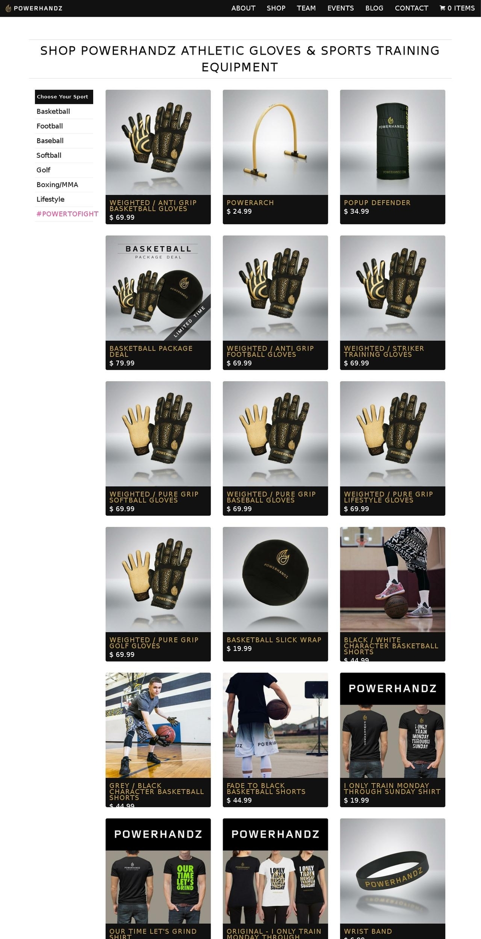 powerhandzshop.com shopify website screenshot