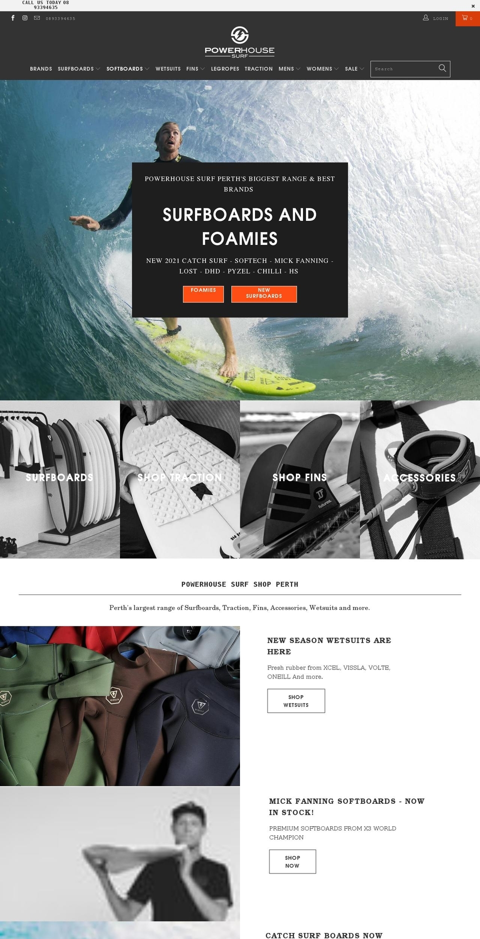 powerhousesurf.com.au shopify website screenshot