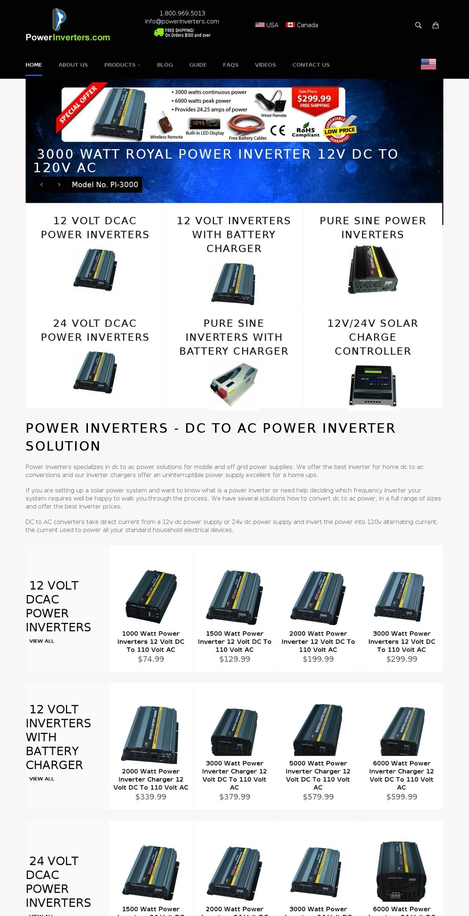 powerinverters.com shopify website screenshot