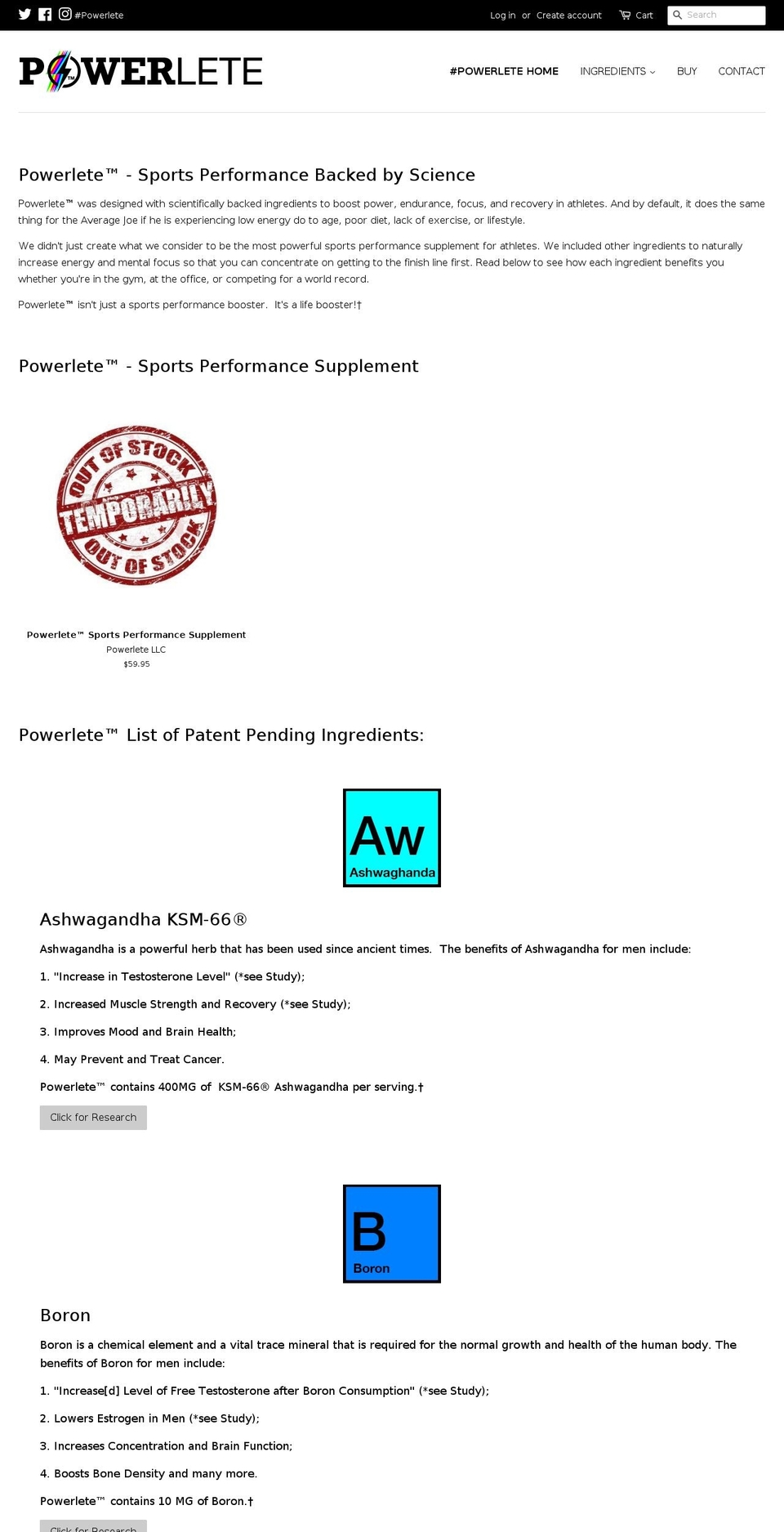 powerlete.com shopify website screenshot
