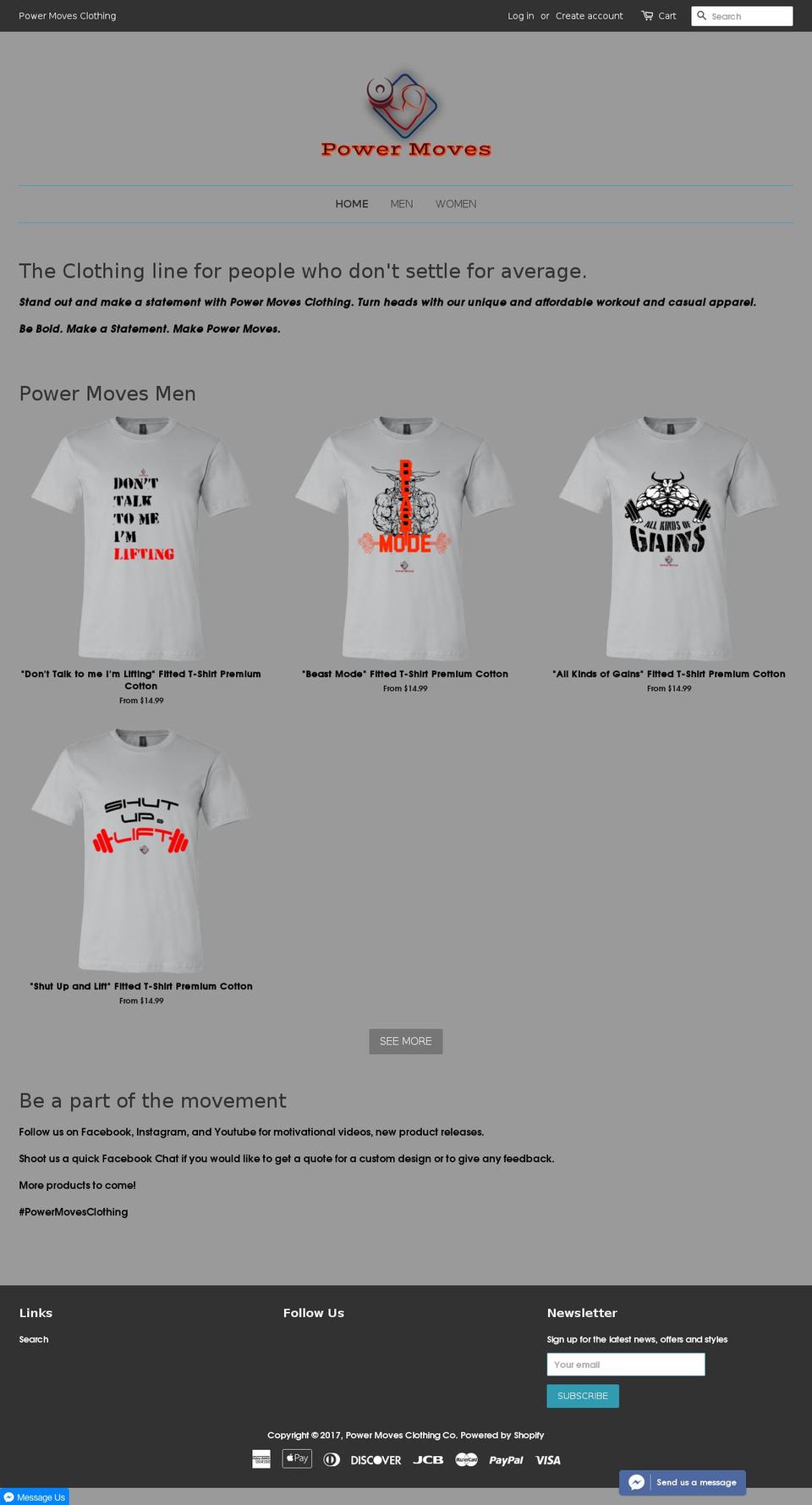 powermovesclothing.com shopify website screenshot
