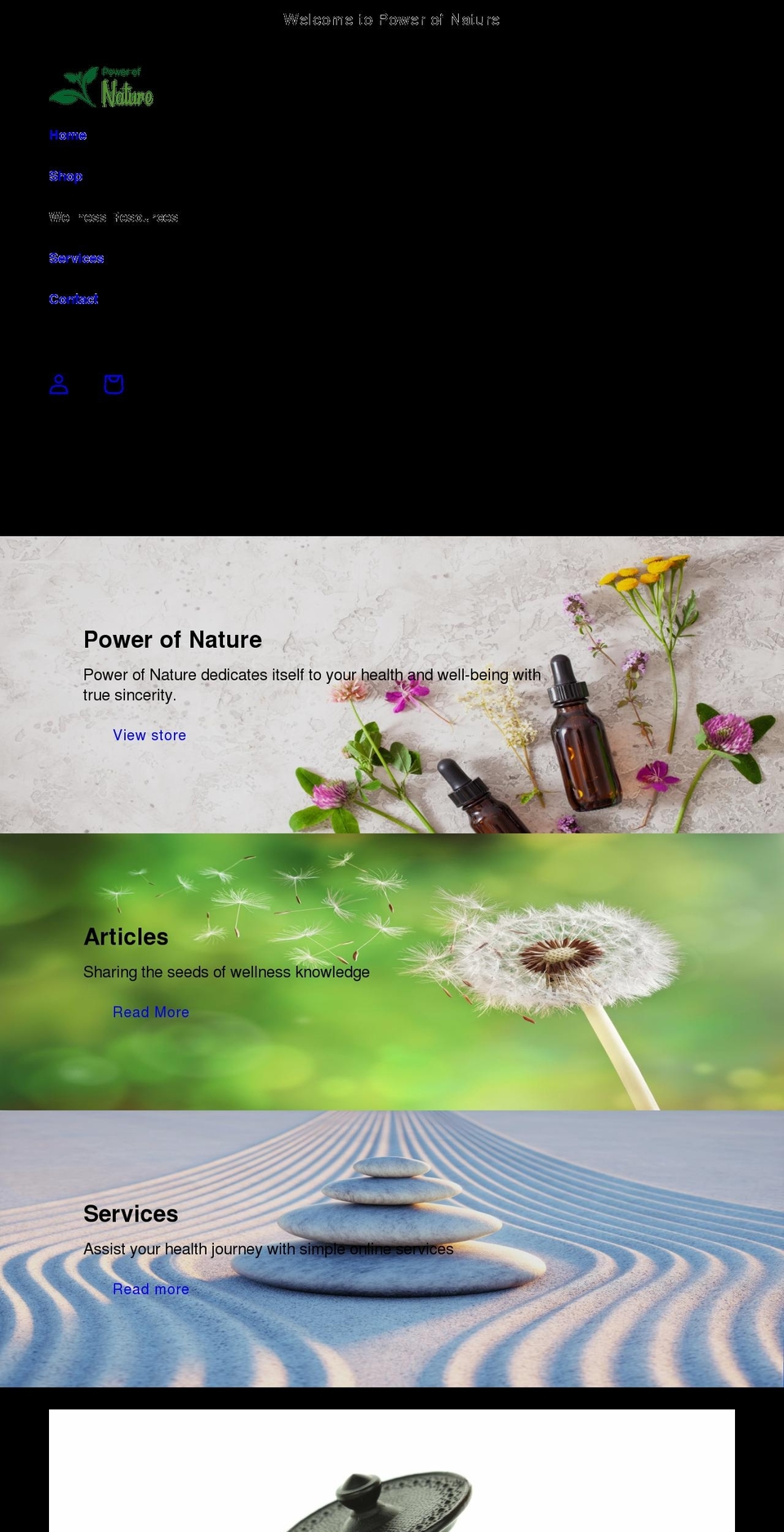 powerofnature.co.nz shopify website screenshot