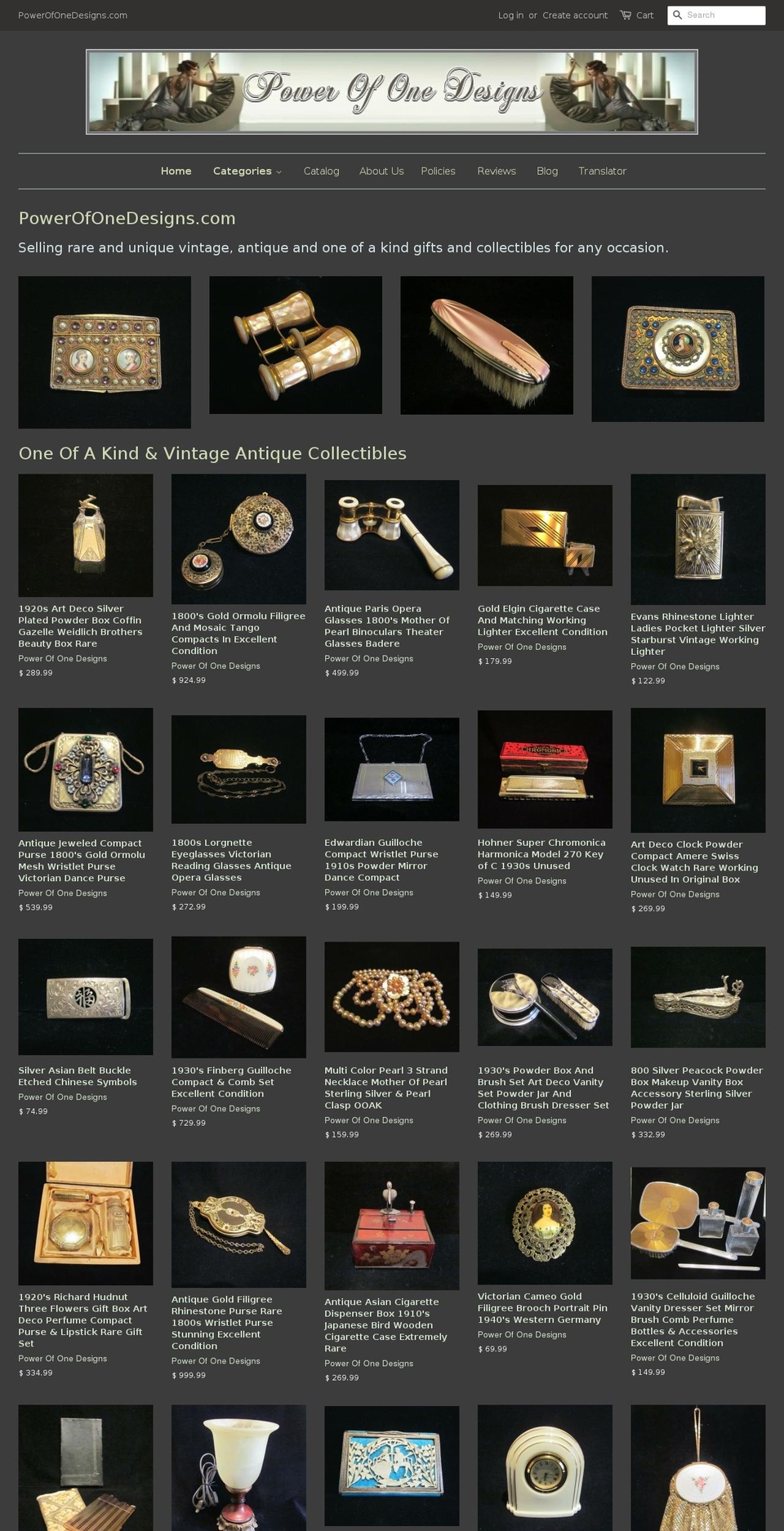 powerofonedesigns.com shopify website screenshot