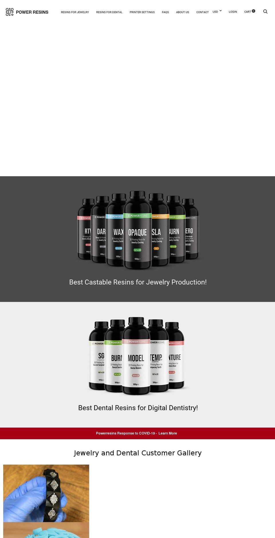 powerresins.com — Shopify storefront screenshot