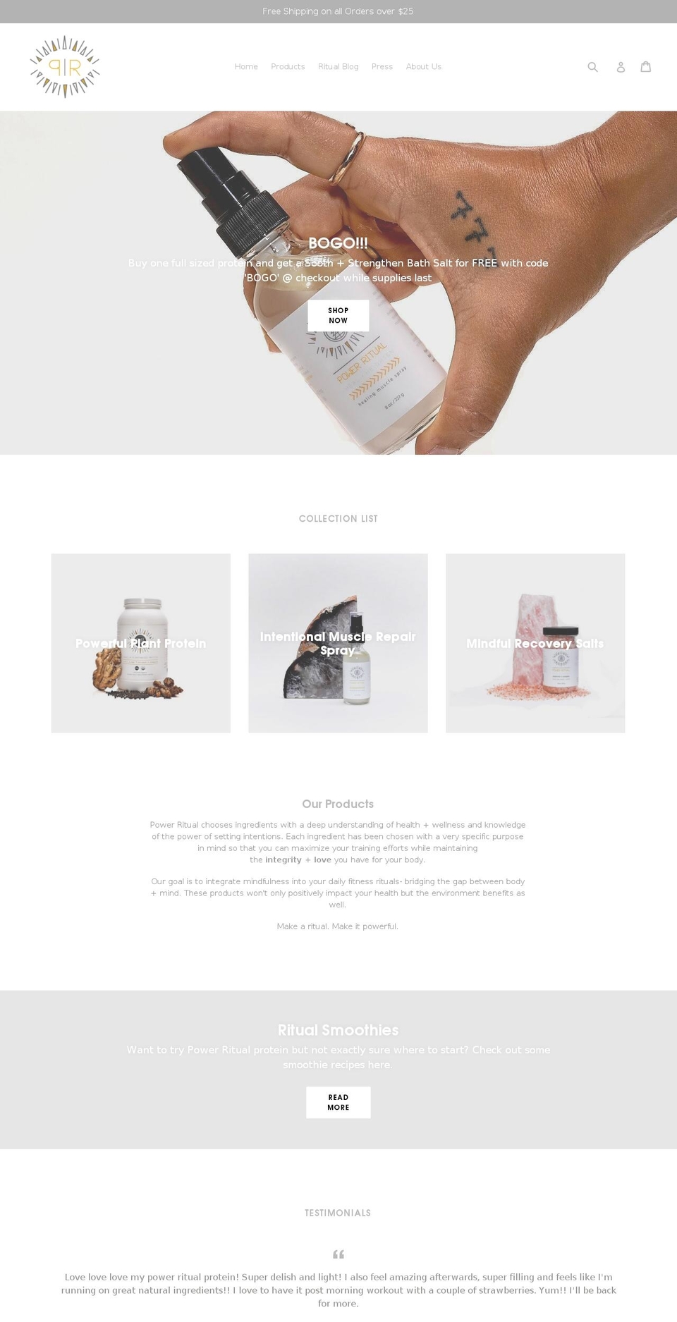 powerritualprotein.com — Shopify storefront screenshot