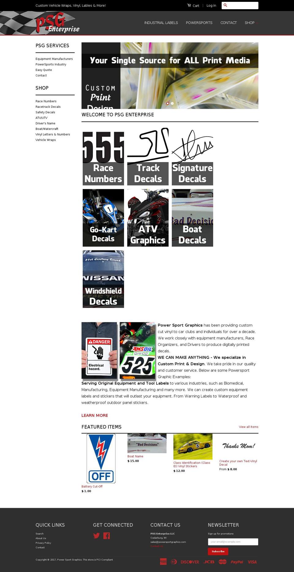 powersportgraphics.com shopify website screenshot