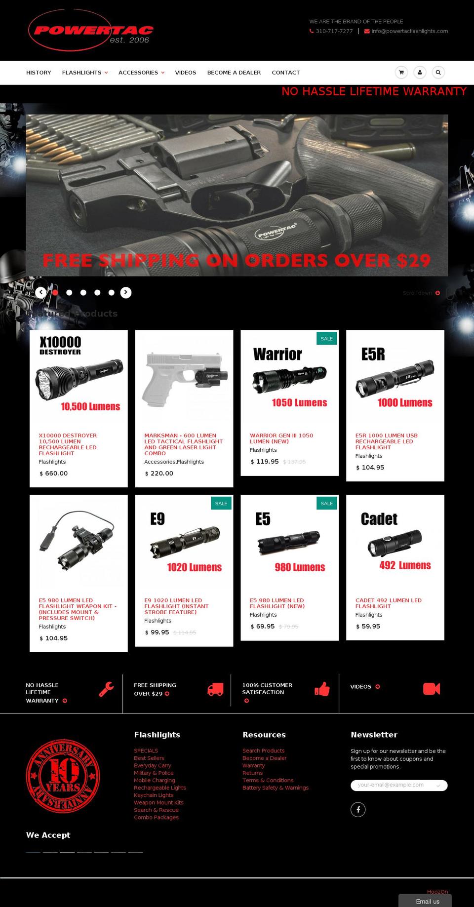 powertacflashlights.com shopify website screenshot
