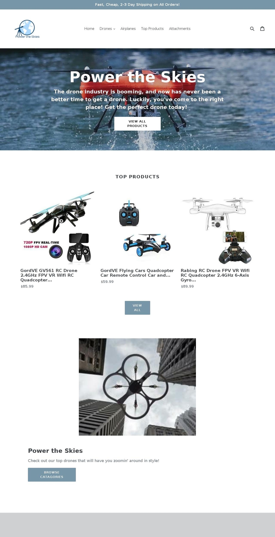 powertheskies.com shopify website screenshot