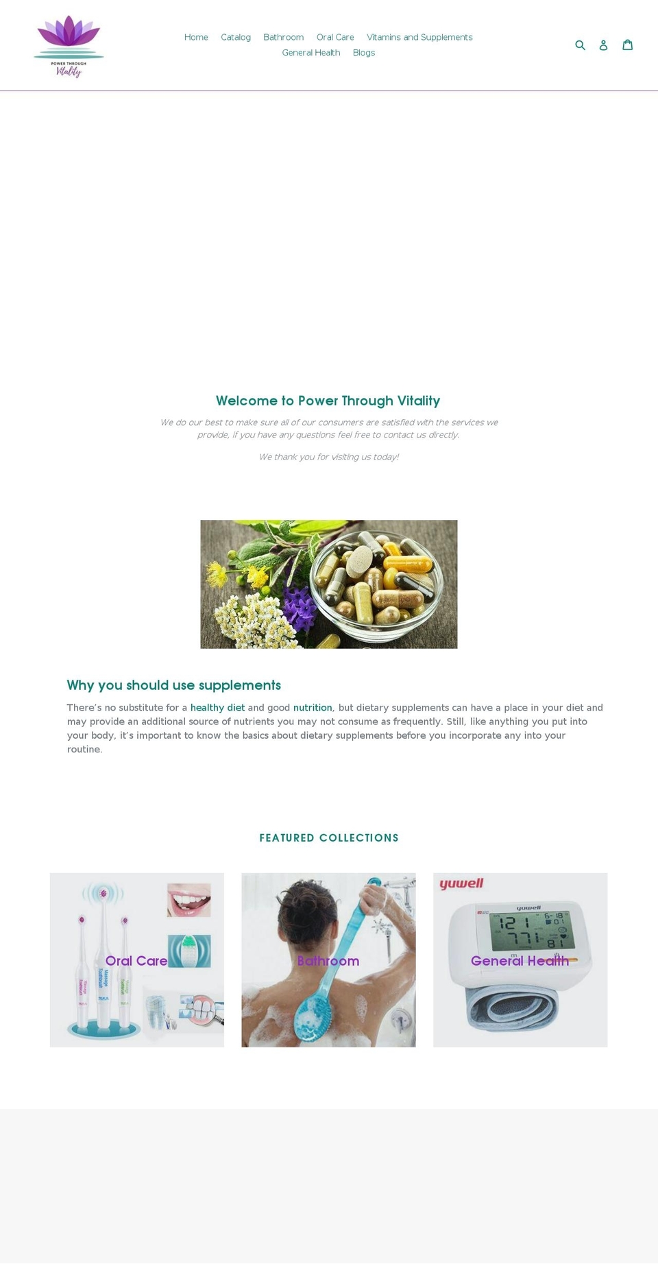 powerthroughvitality.com — Shopify storefront screenshot