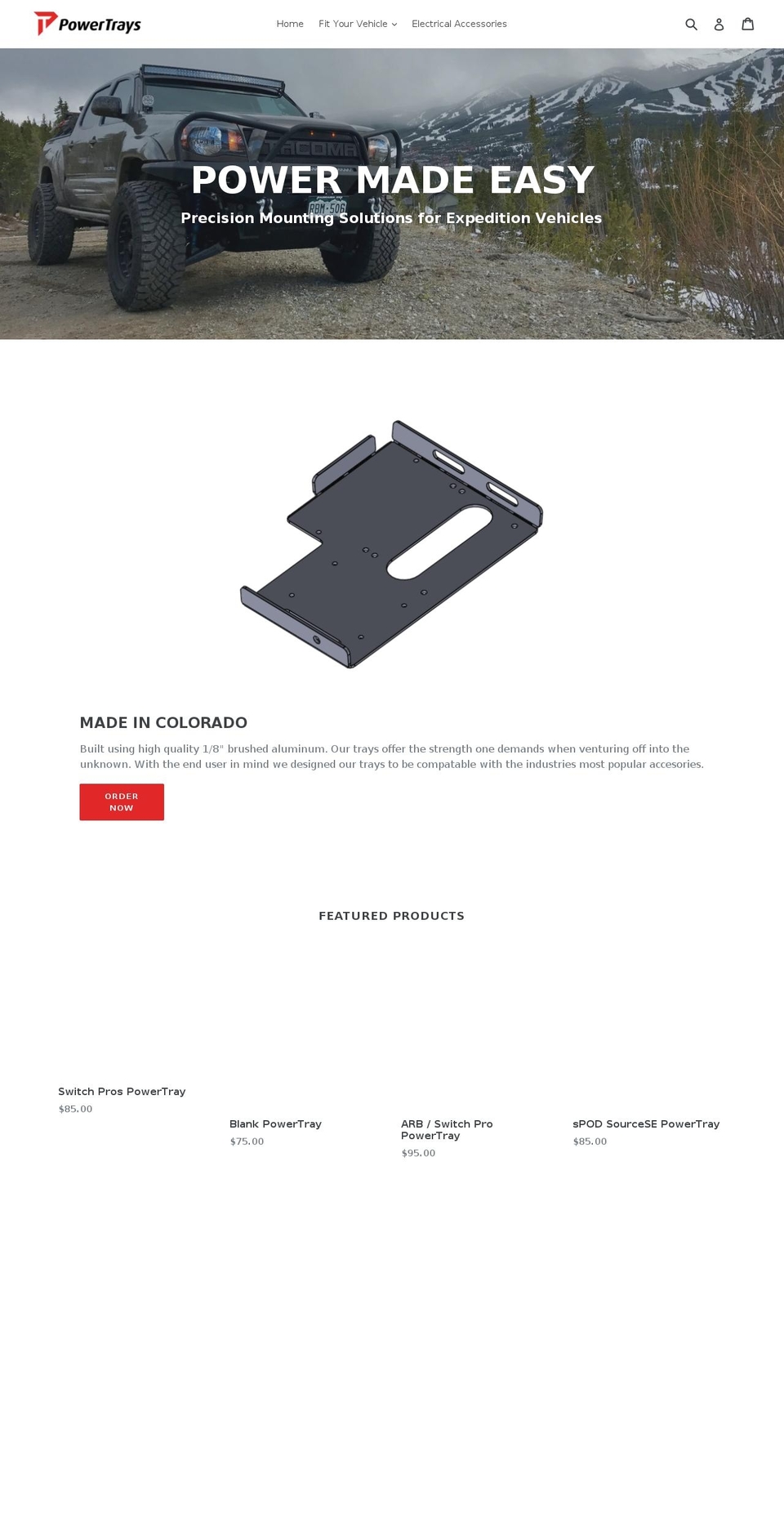 powertrays.com shopify website screenshot