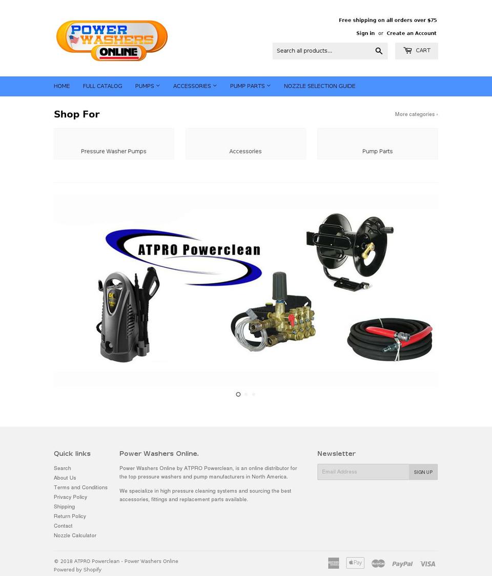 powerwashersonline.com — Shopify storefront screenshot