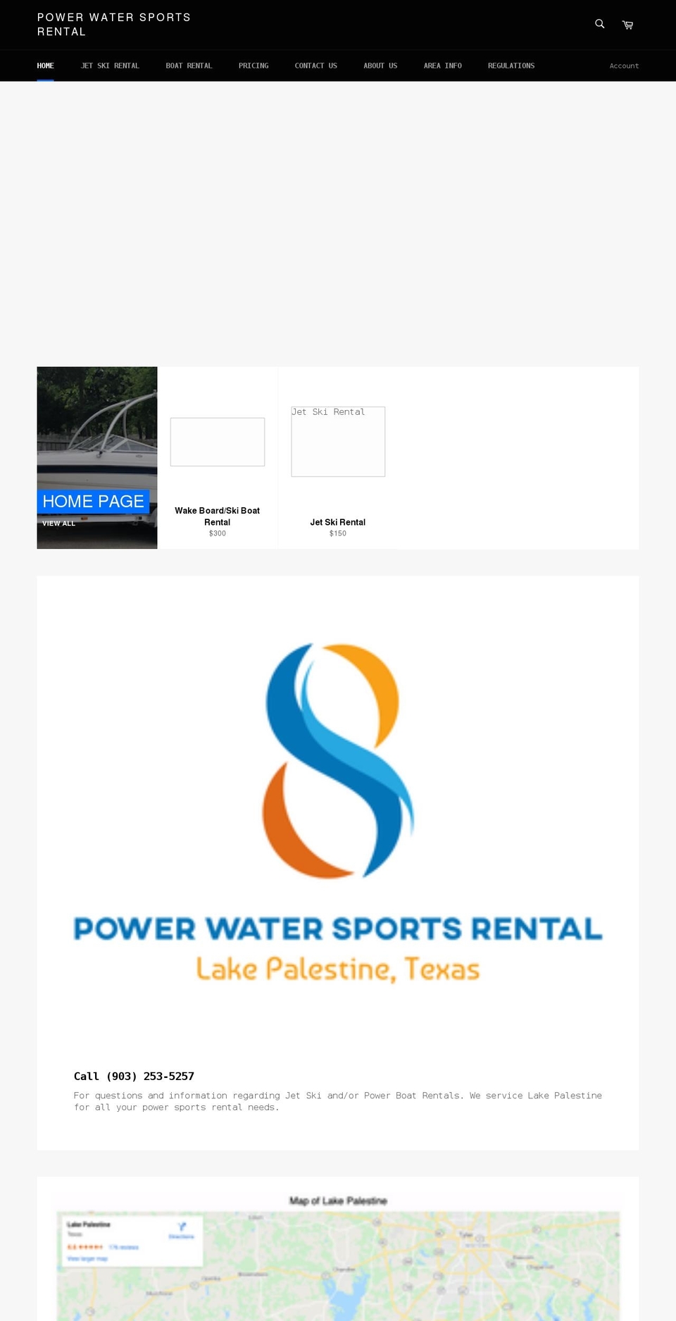 powerwatersportsrental.com shopify website screenshot