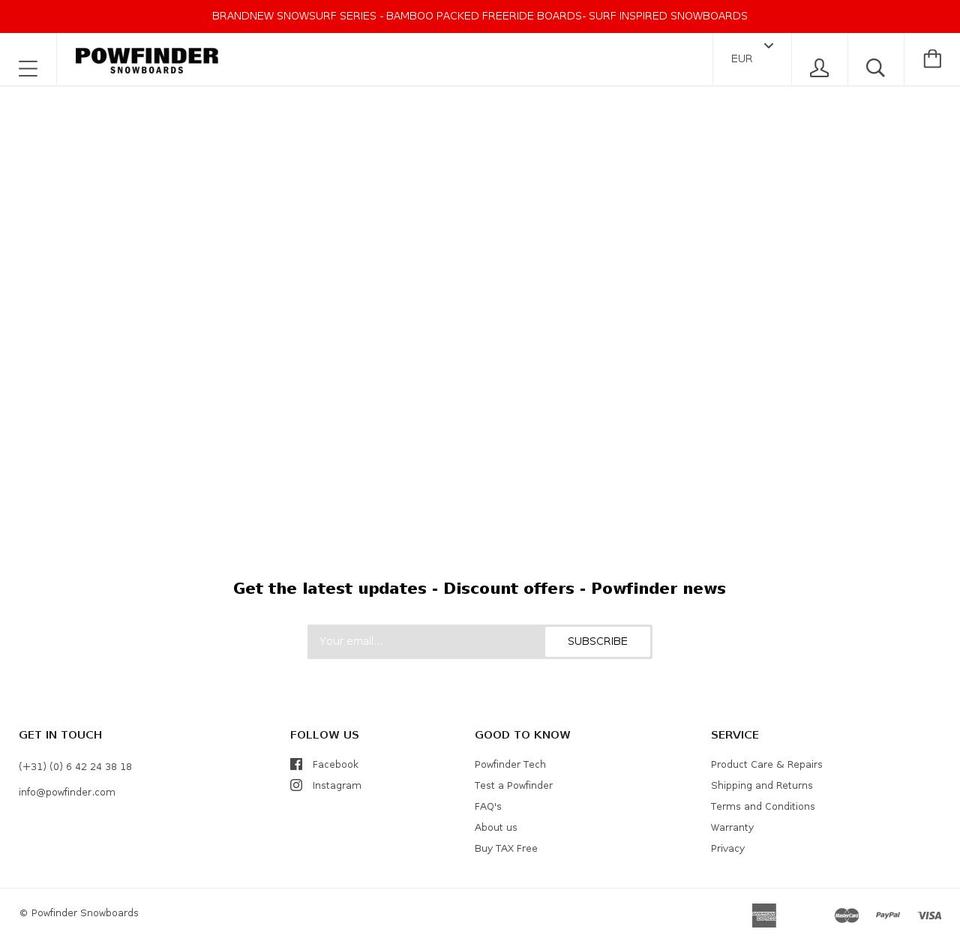 powfindersnowboards.com — Shopify storefront screenshot