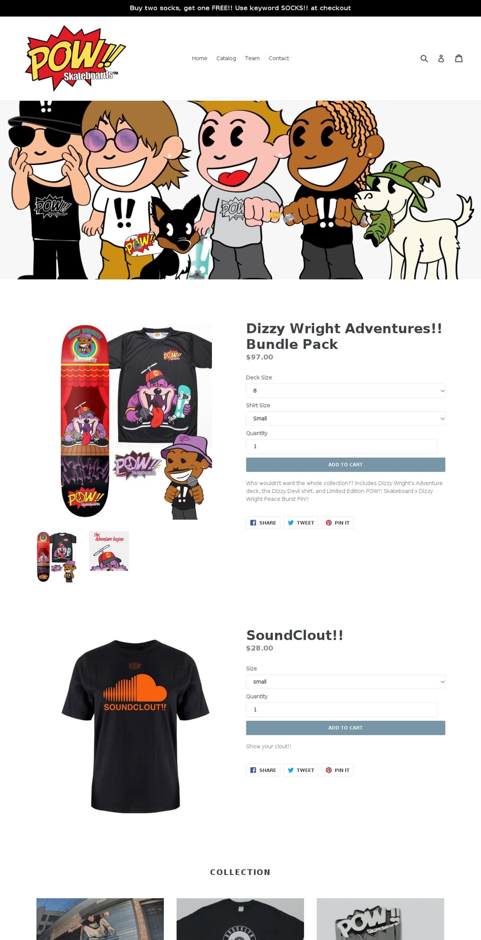powskateboards.com shopify website screenshot