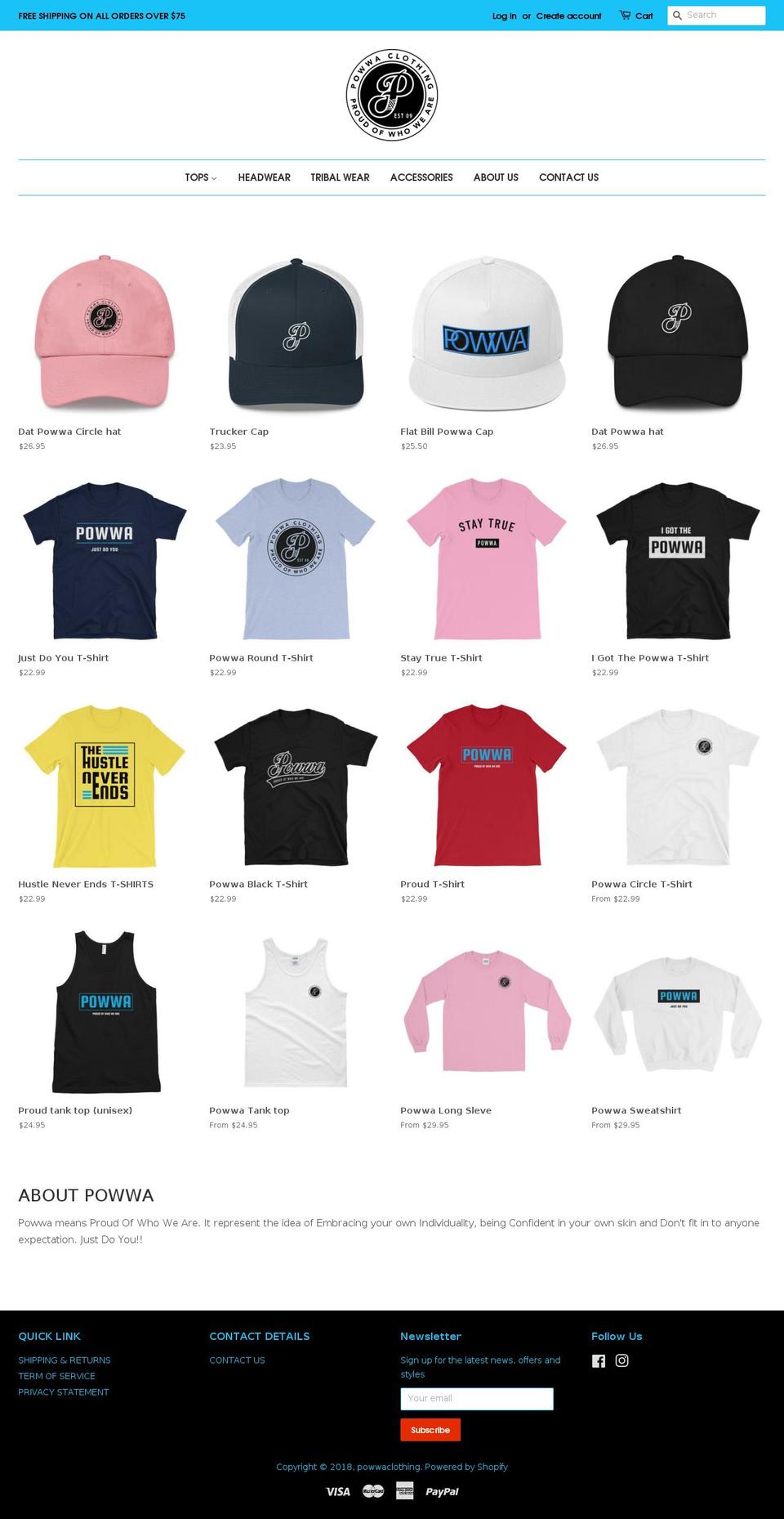powwaclothing.com — Shopify storefront screenshot