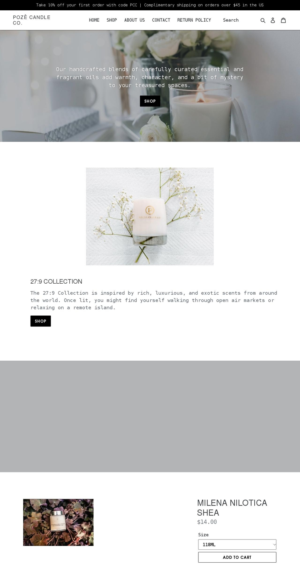 pozecandle.com shopify website screenshot