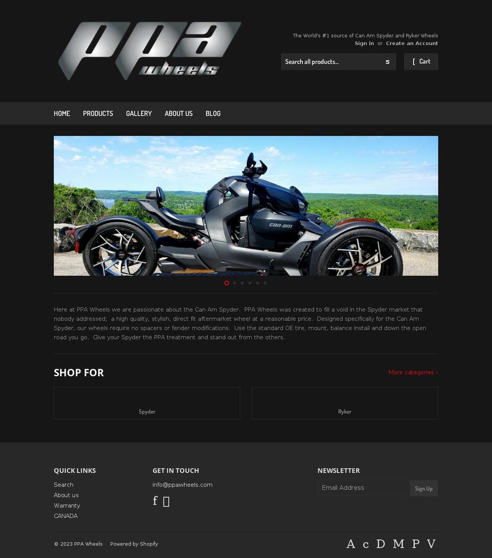 ppawheels.com shopify website screenshot