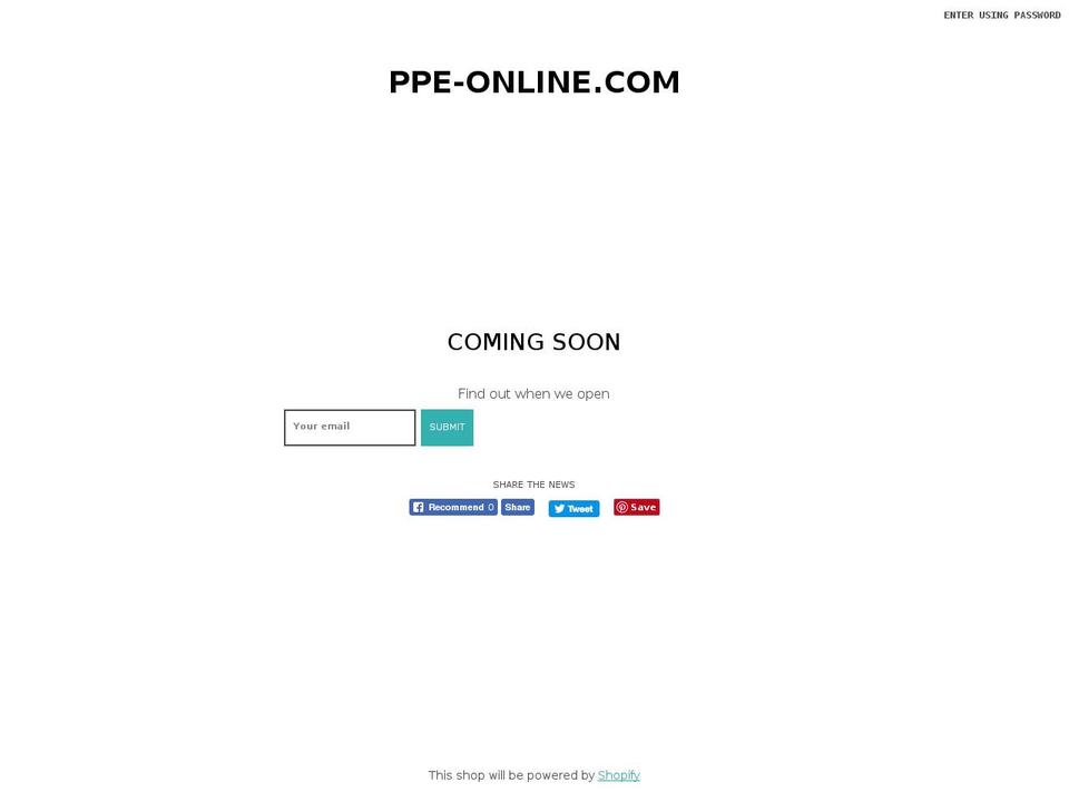 ppe-online.com shopify website screenshot
