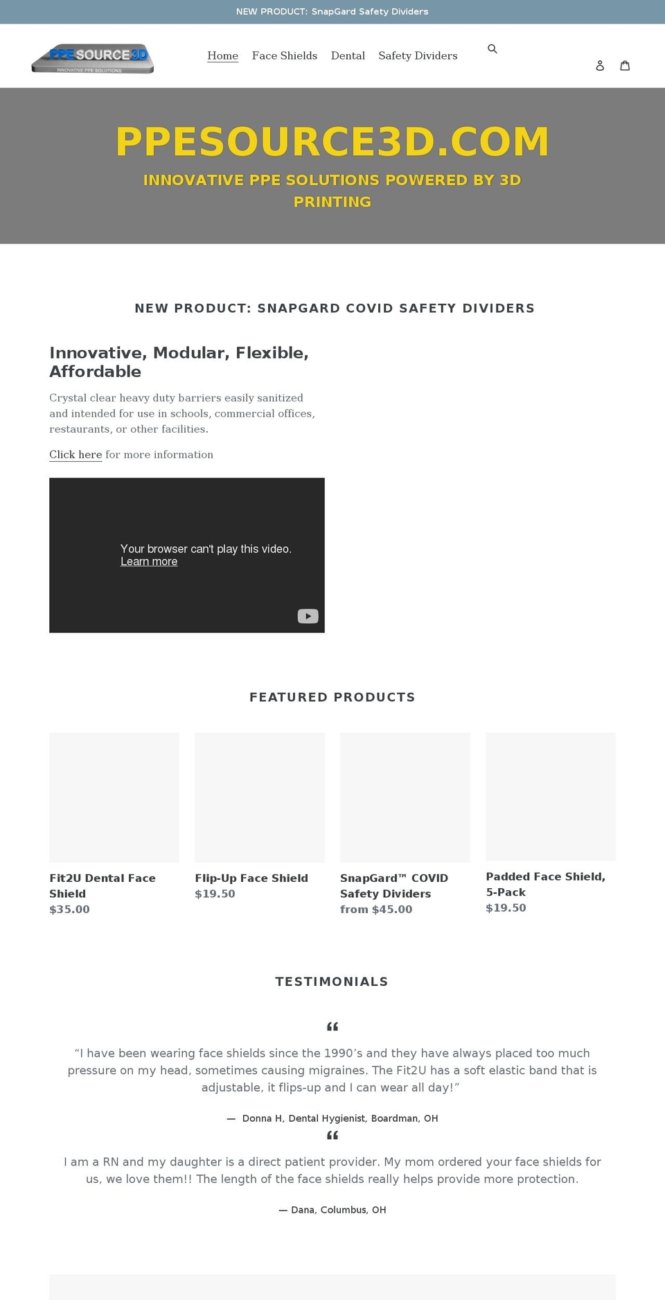 ppesource3d.com shopify website screenshot