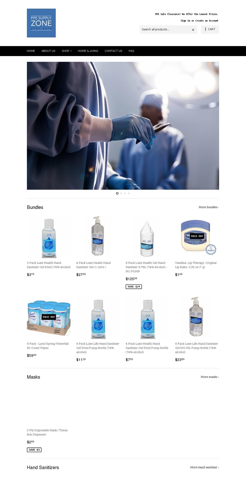 ppesupplyzone.com shopify website screenshot