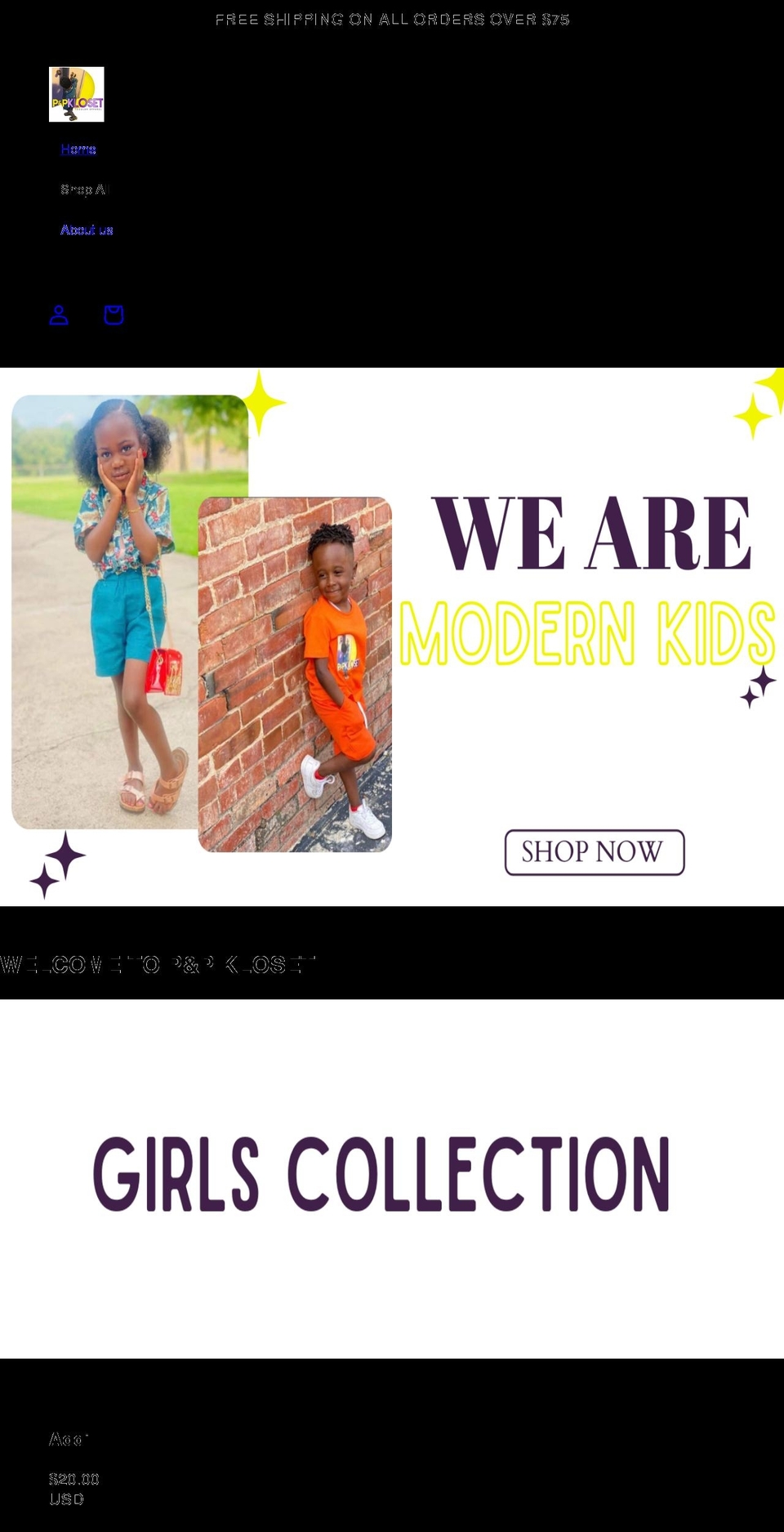 ppkloset.com shopify website screenshot