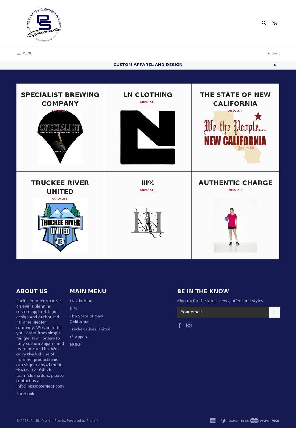 ppssoccergear.com — Shopify storefront screenshot