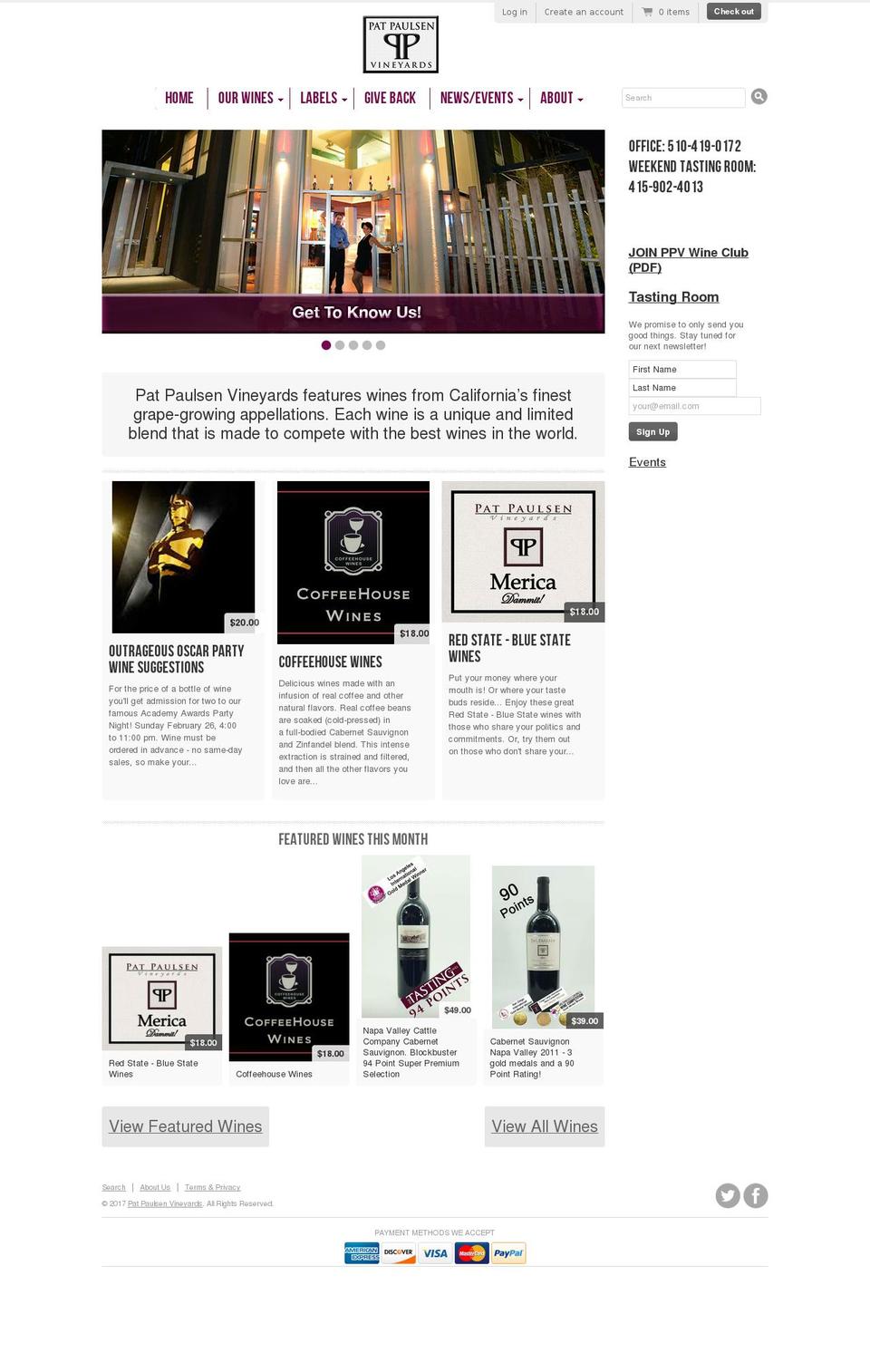 ppvwines.com shopify website screenshot