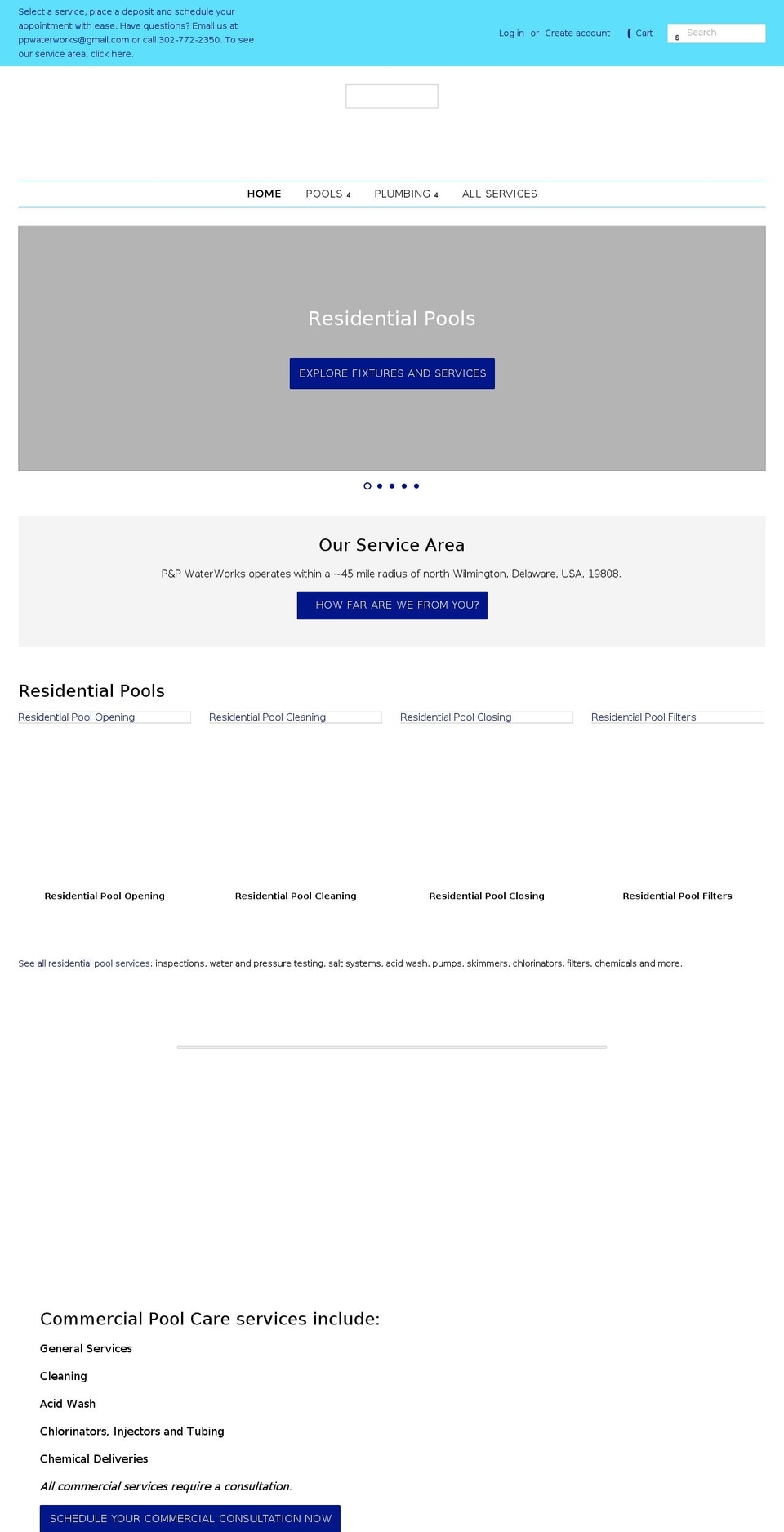 ppwaterworks.com shopify website screenshot