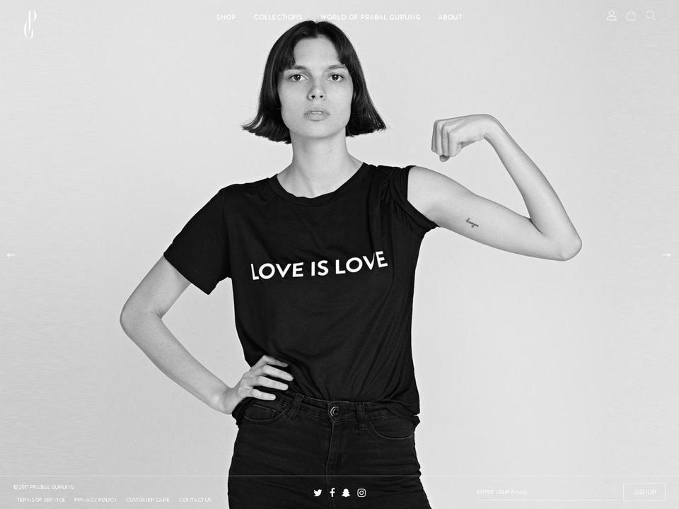 prabalgurung.com shopify website screenshot