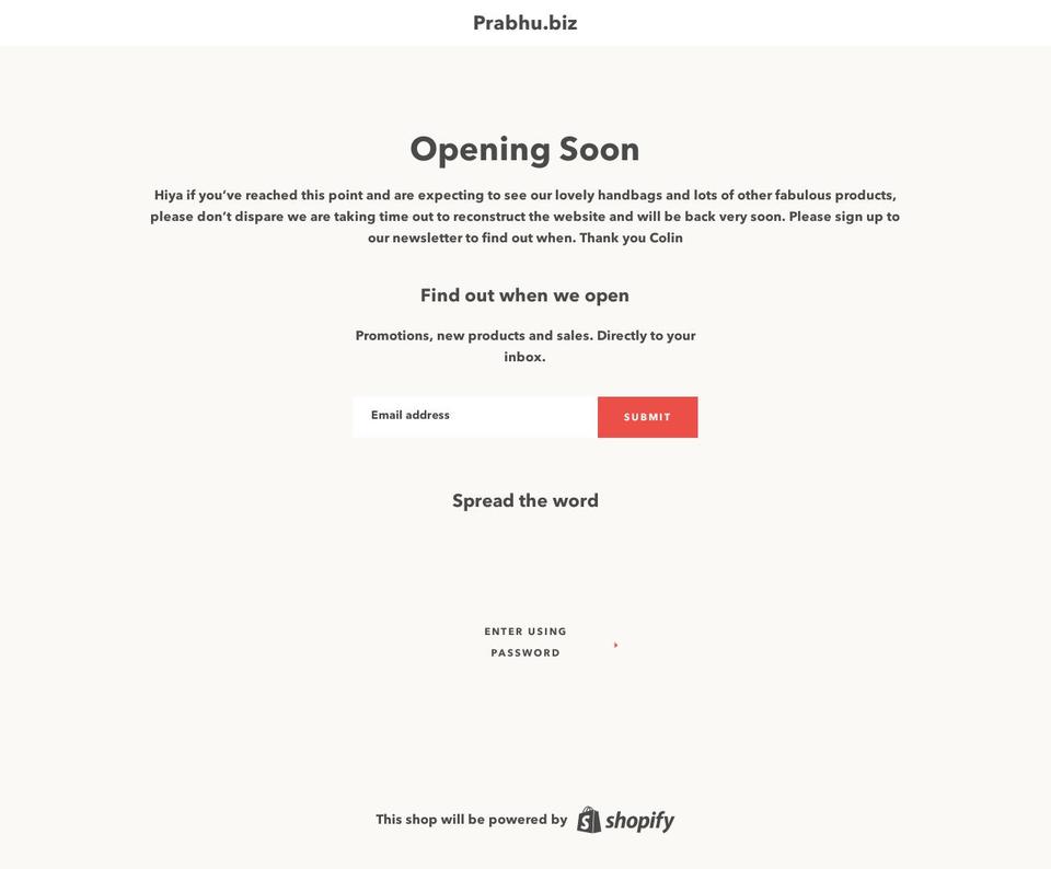 prabhu.biz shopify website screenshot
