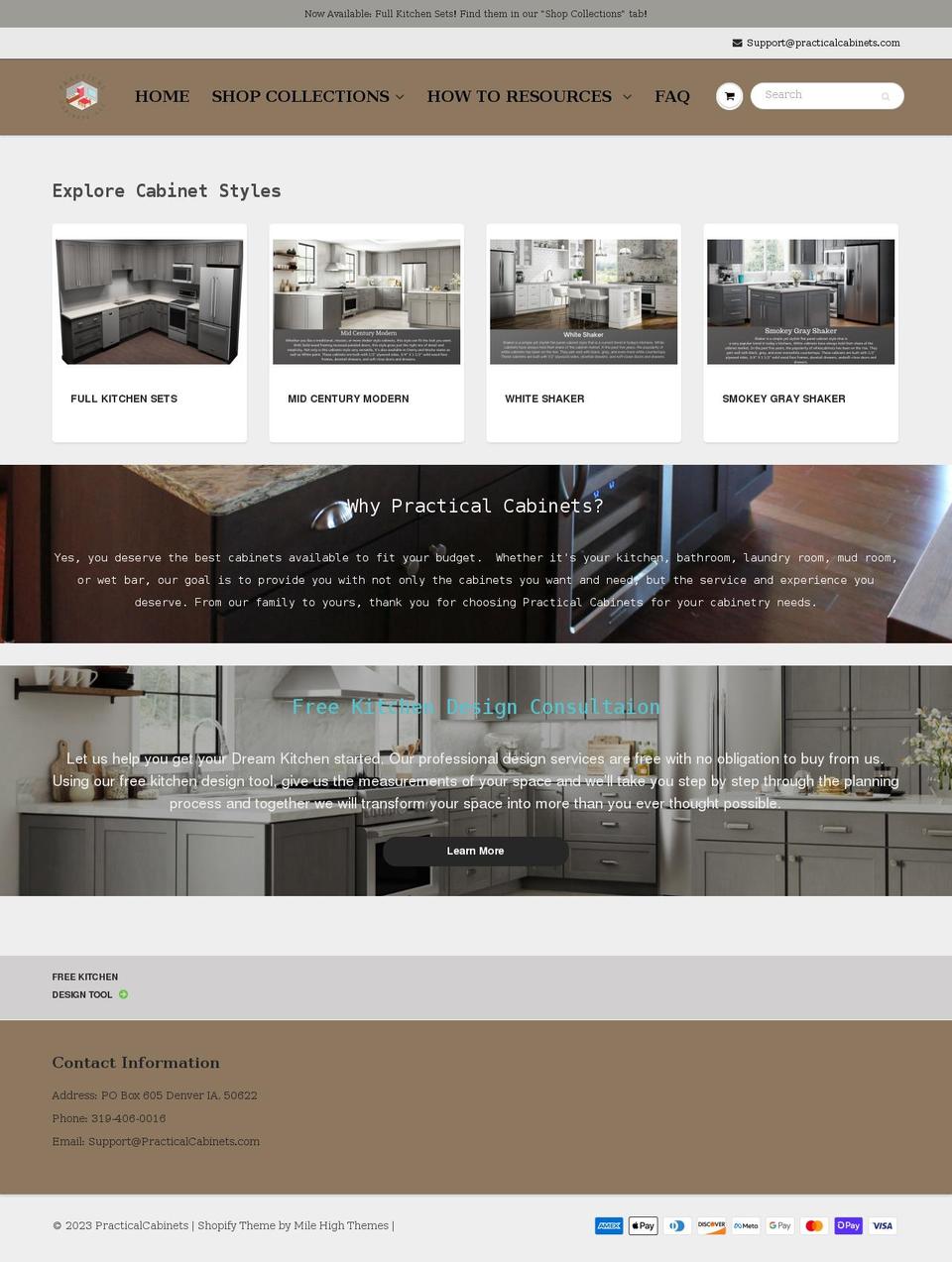 practicalcabinets.com shopify website screenshot
